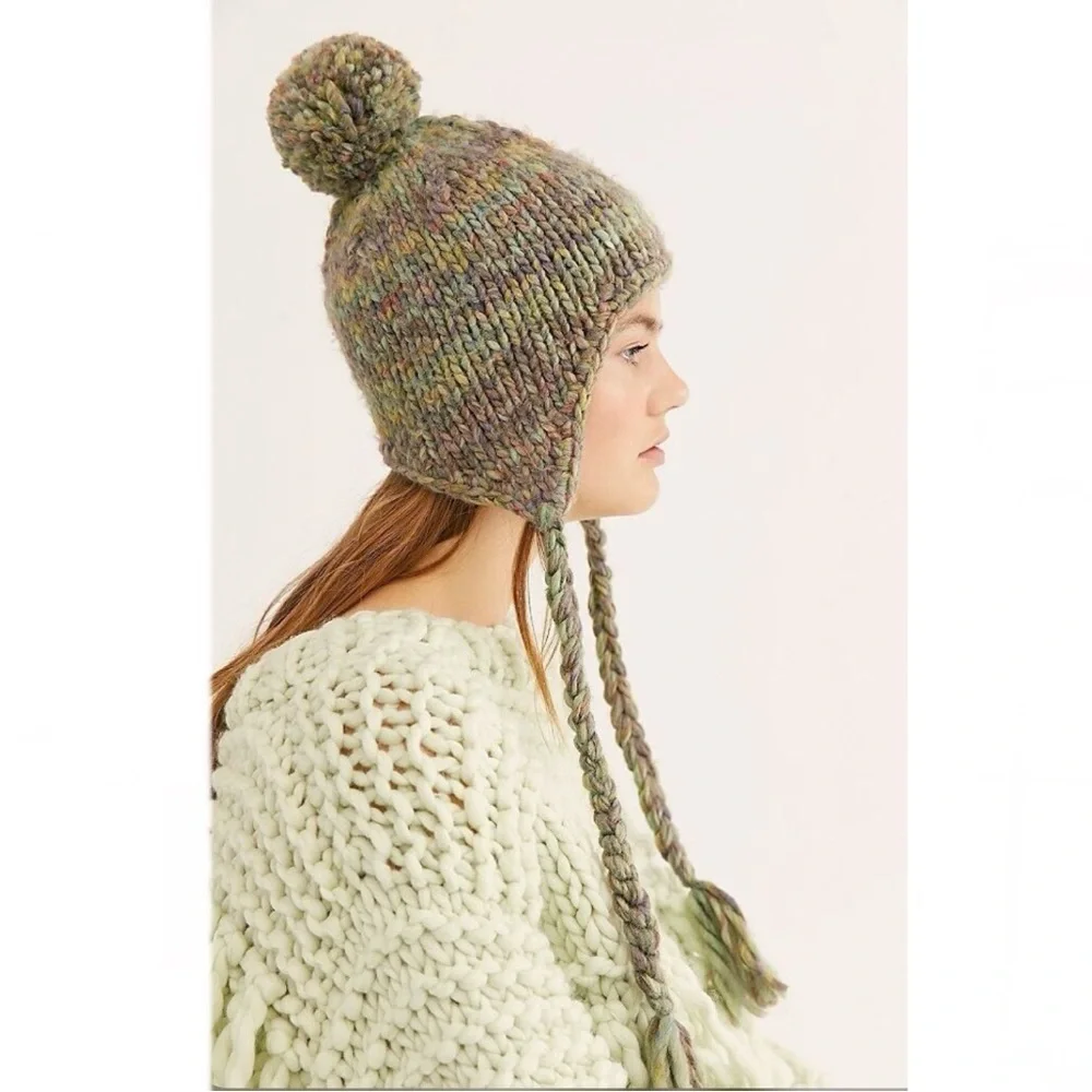 Free People Fox Knit Trapper Hat MISSING POM